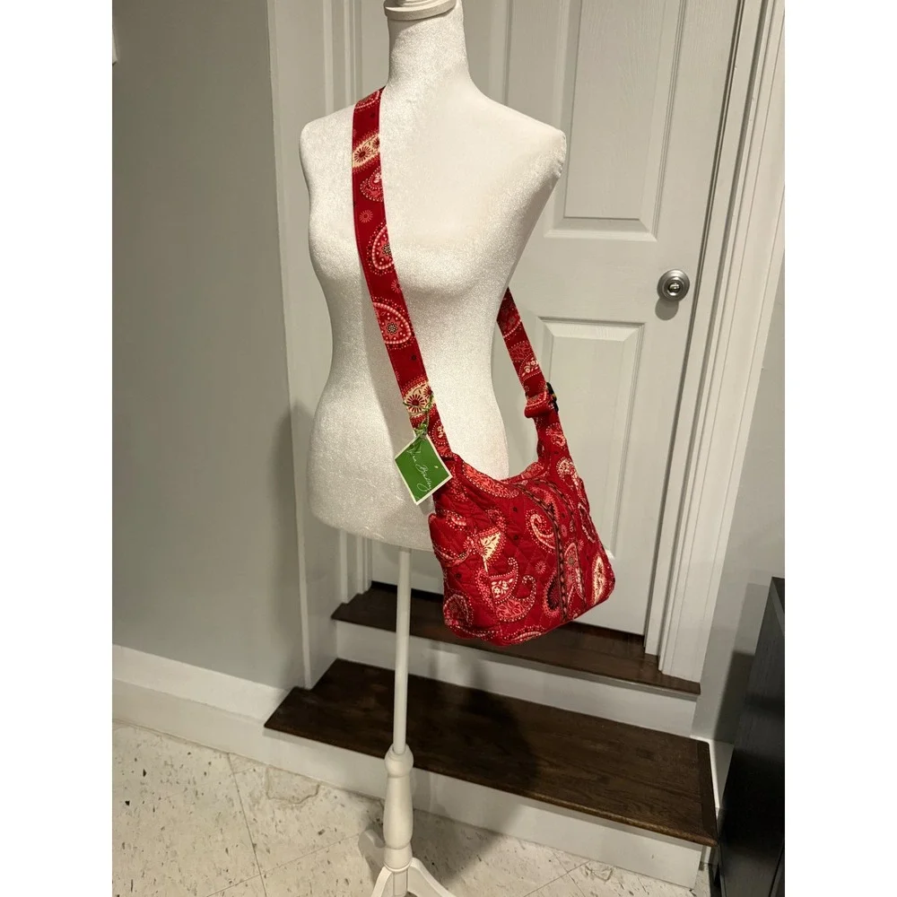 Vera Bradley On The Go Crossbody Bag Mesa Red Paisley Quilted Cotton NWT rare